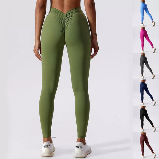 Women's slim yoga fitness pants with hip-lifting design in various colors