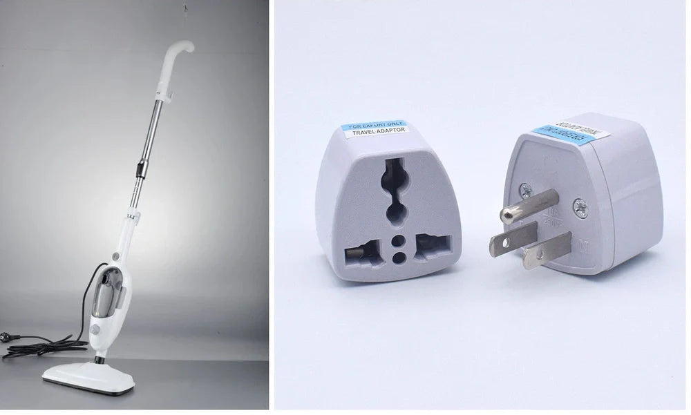 White steam mop with rectangular 22x29cm cleaning head and 120cm handle