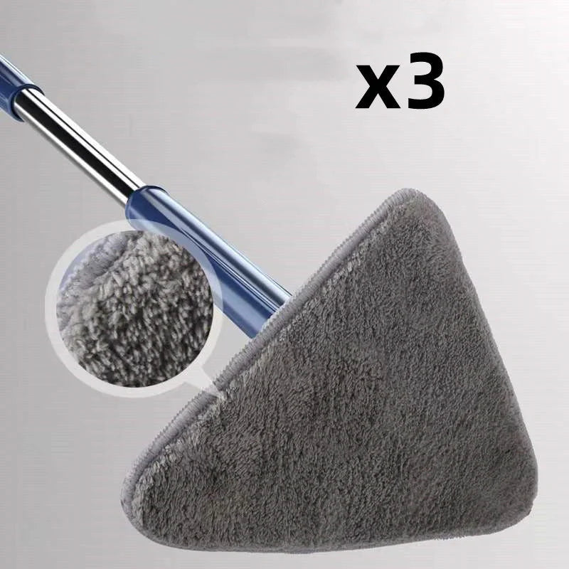 Extendable Triangle Mop with 360° rotatable head for deep cleaning in blue and white