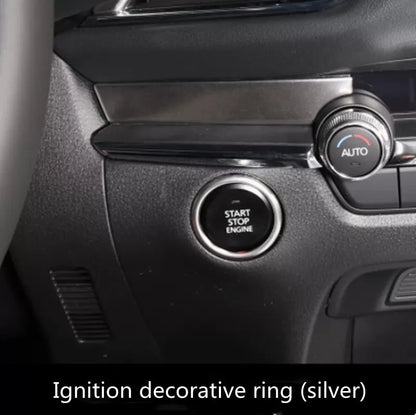 Aluminium alloy steering wheel decorative stickers in brushed red, silver, and blue transparent button designs