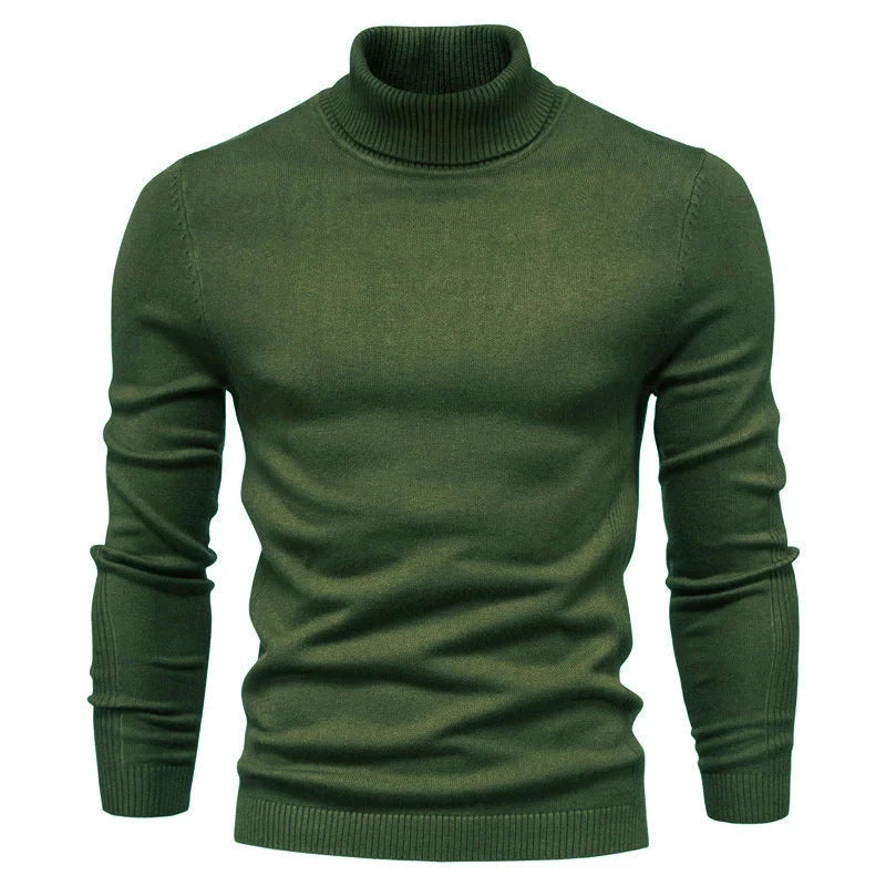 Men's slim fit turtleneck sweater in various colors for winter casual wear