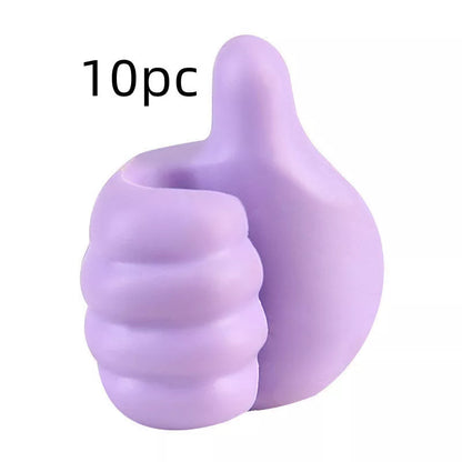 Silicone thumb wall hooks in various colors for organizing kitchen and bathroom items