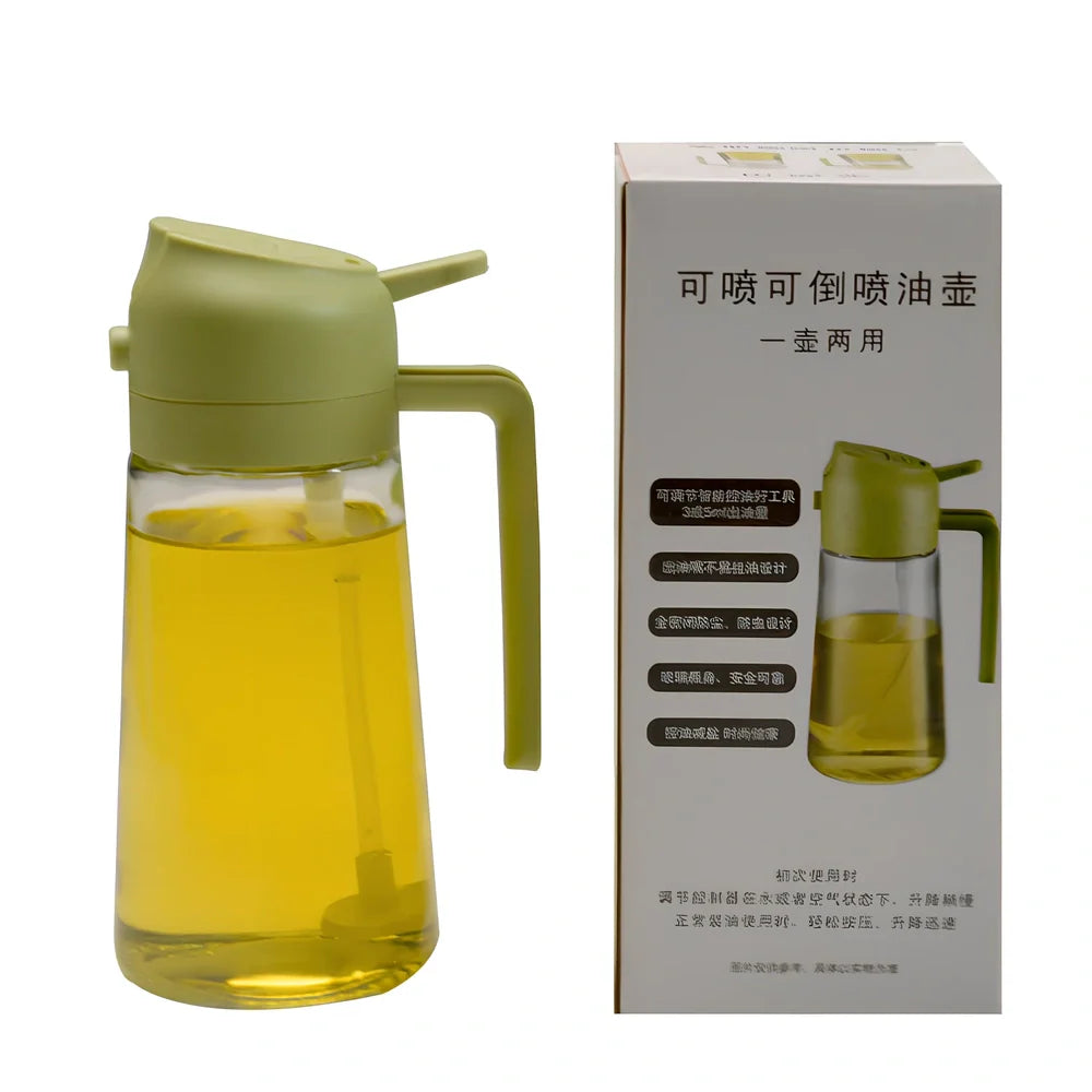 Spray oiler with automatic mechanism, transparent PP glass body showing oil level, 450ml capacity