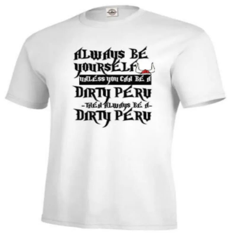 Men's white short sleeve pullover with printed design, straight fit, available in sizes XS to 4XL