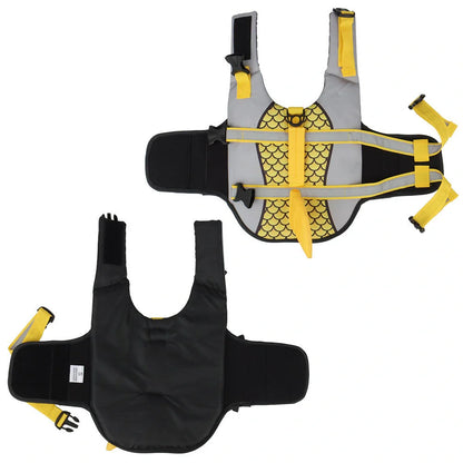 High buoyancy dog swim vest with emergency handle and leash attachment in multiple colors