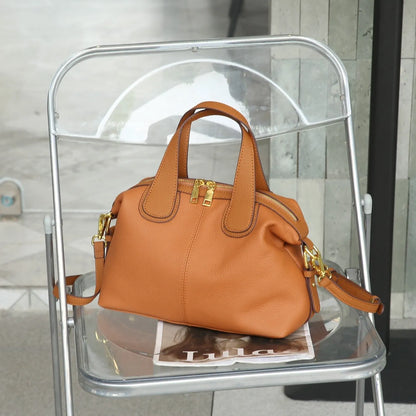 Women's genuine leather cross-body shoulder bag in horizontal square design with multiple internal compartments