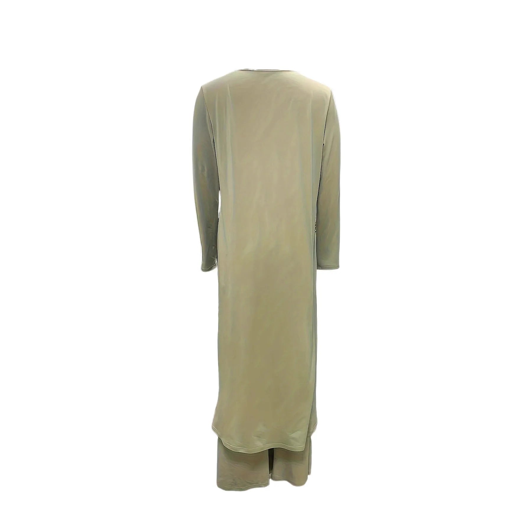 Casual black polyester two-piece lounge set with long sleeves and loose fit trousers on a hanger.