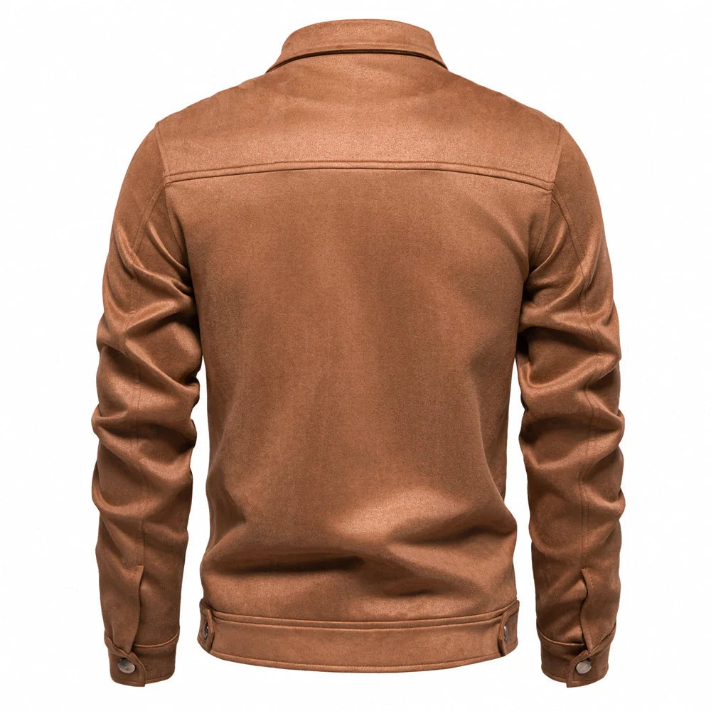 Men's Suede Lapel Zipper Jacket for Autumn and Winter in various colors