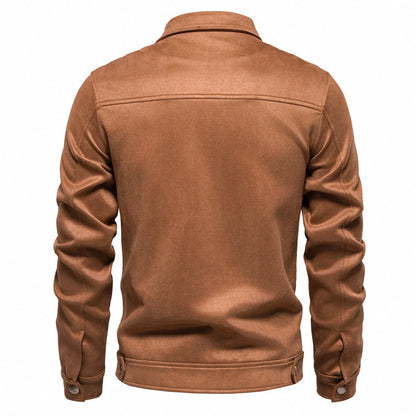 Men's Suede Lapel Zipper Jacket for Autumn and Winter in various colors
