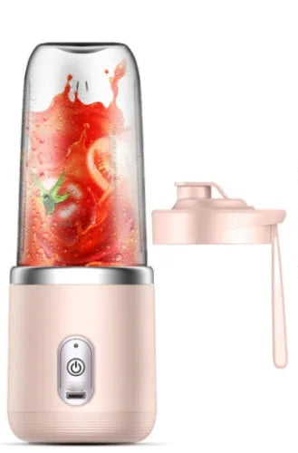 Portable USB blender in Tunisian dark blue with six blades, 400ml cup, and charging cable