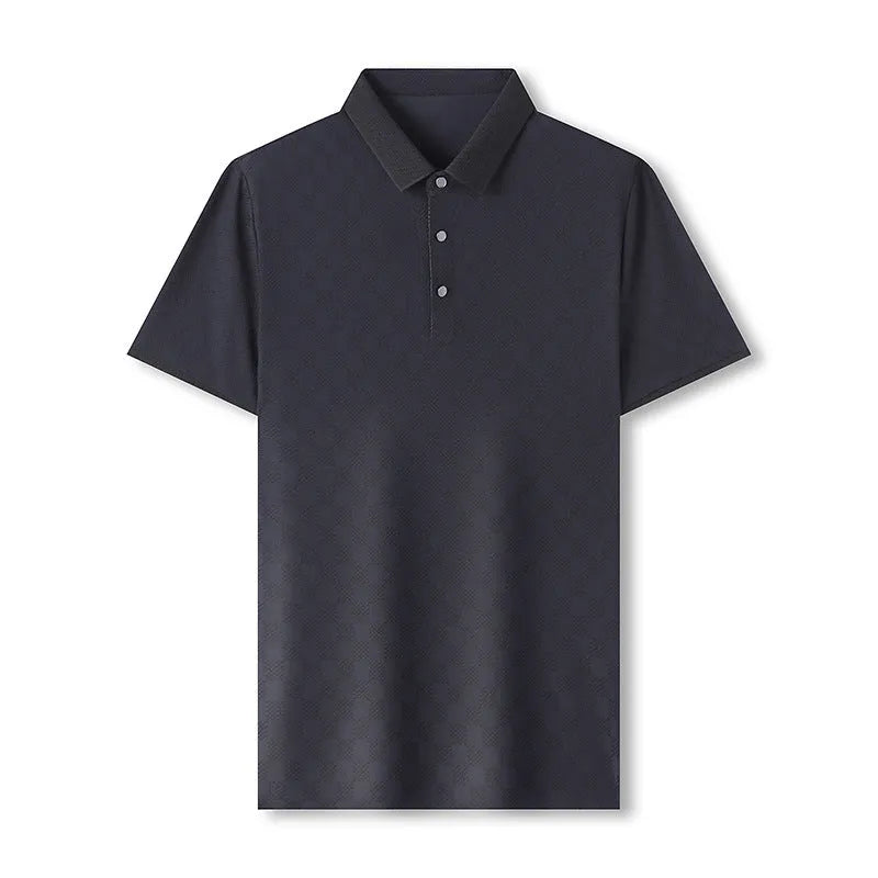 Rhombus thin ice silk short sleeve t-shirt in black with slit design, sizes M to 4XL