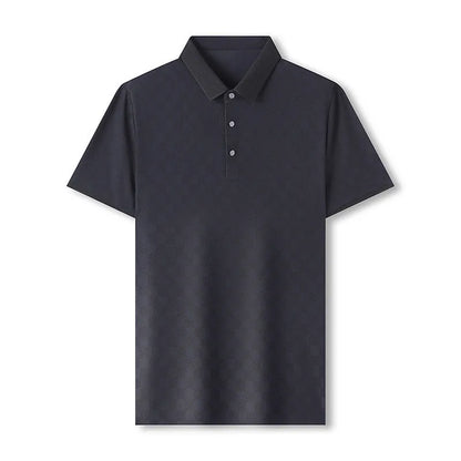 Rhombus thin ice silk short sleeve t-shirt in black with slit design, sizes M to 4XL