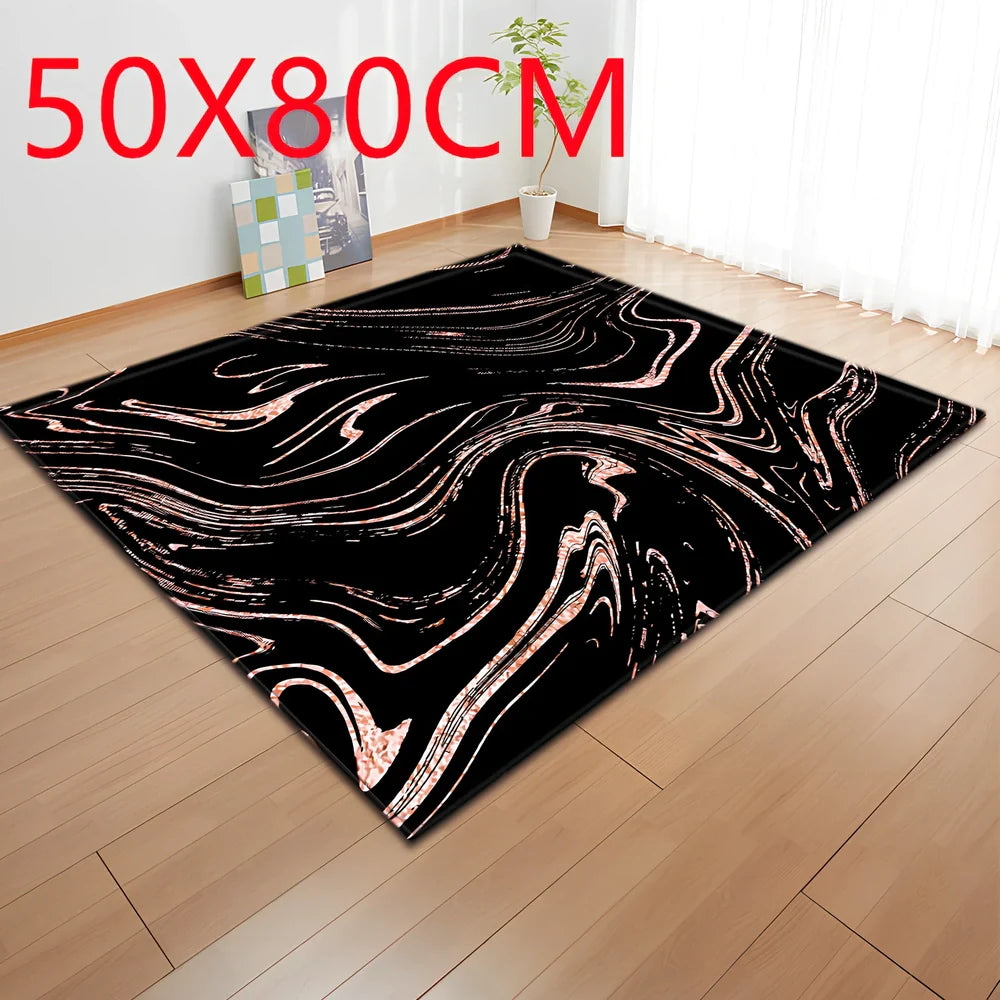 Rectangular polyester fibre carpet with marble pattern in 121.9x160cm and 50x80cm sizes