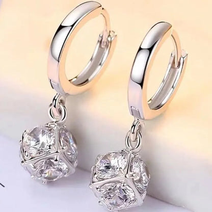 Geometric rose design copper earrings with zircon details in multiple colour options