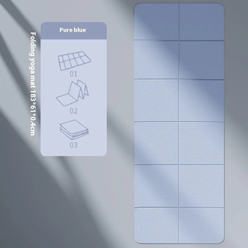 Purple TPE folding gymnastic mat showing six-fold design and non-slip texture