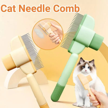 Professional pet comb for dogs and cats with stainless steel teeth and release button