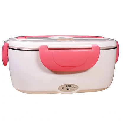 Large 1-2L insulated electric lunch box in silver gray with 304 stainless steel interior and 220V adapter for home car heating