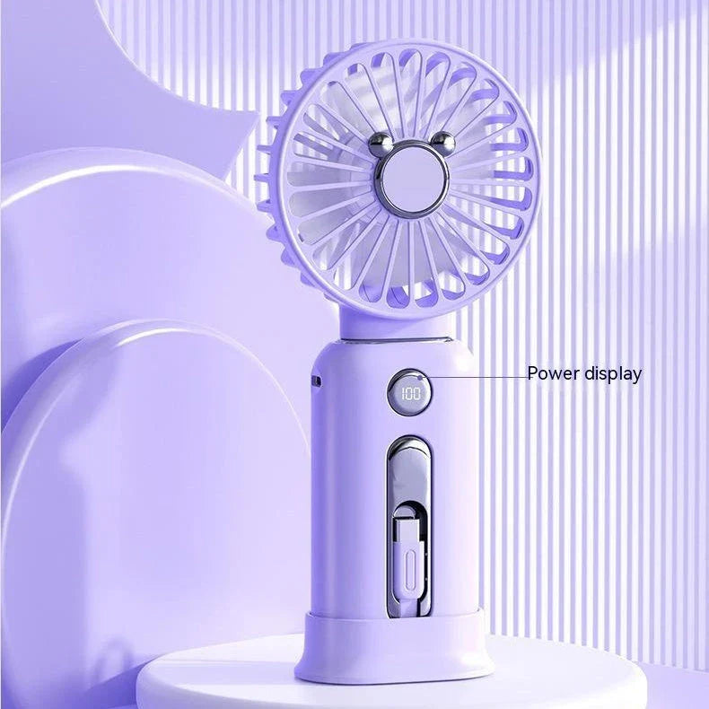 2-in-1 Handheld Fan with Power Bank - Adjustable 3-speed wind settings, compact design, and USB charging capabilities for a versatile cooling and power solution