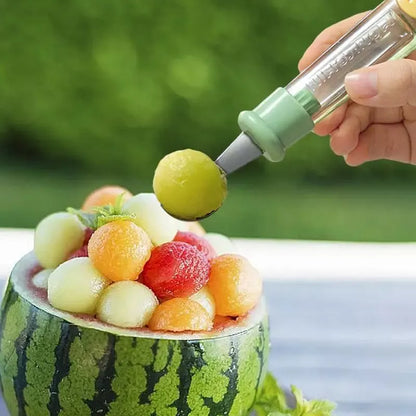 Stainless steel melon baller scoop with ergonomic grip for easy fruit ball creation