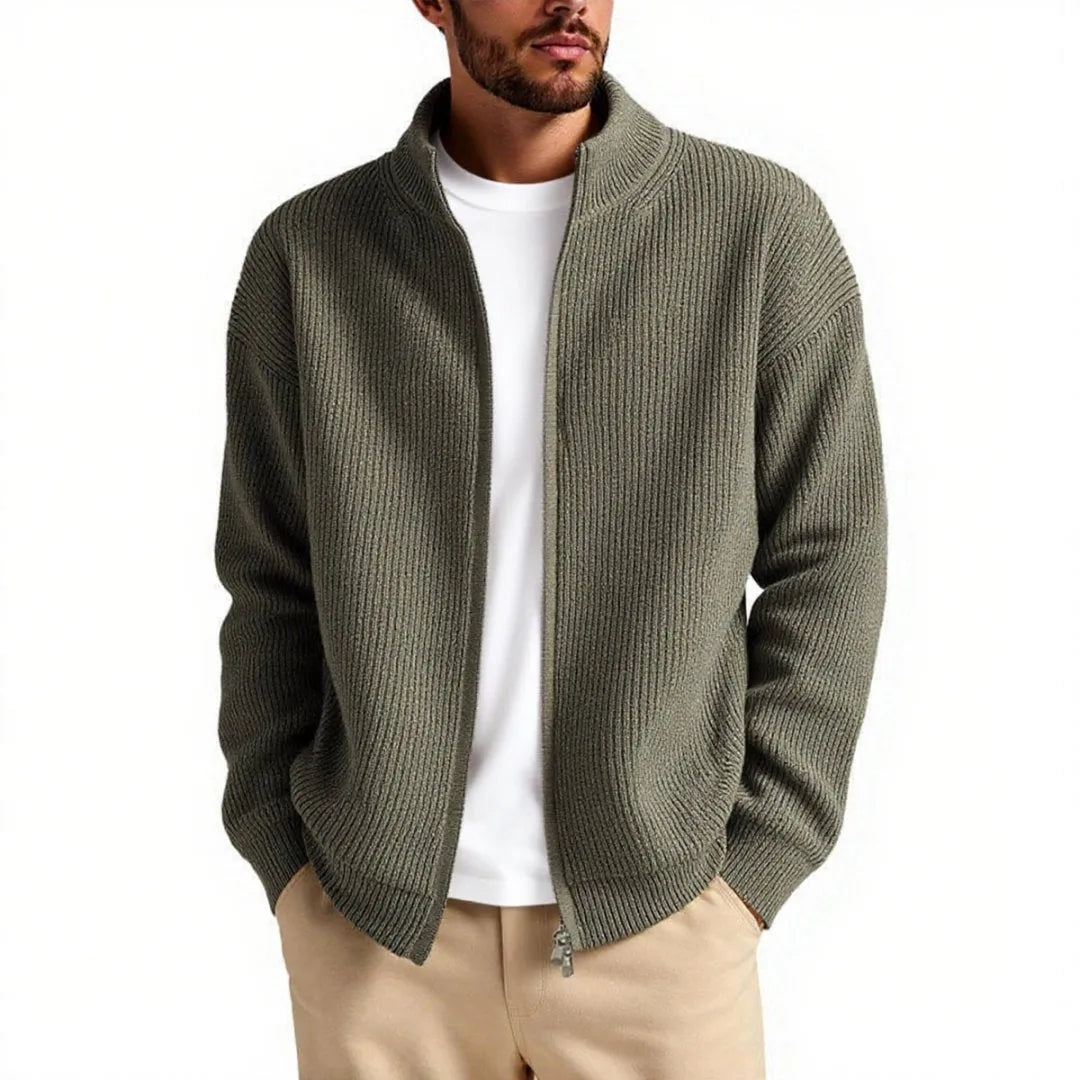 Men's loose cardigan sweater coat in chemical fibre blend available in five colours
