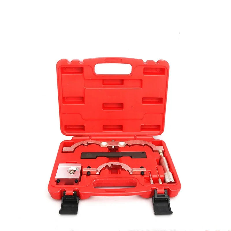 Opel 1.4 engine timing tool set with 7 red chrome-vanadium steel tools for automobile repair