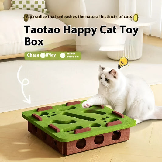 Felt cat toy box for scratching measuring 30cm square with 7.5cm height