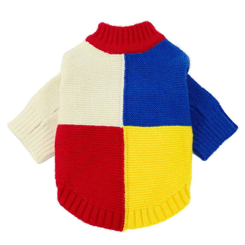 Acrylic dog sweater in yellow, pink, and white, casual unisex pet clothing sizes No. 1 to No. 6