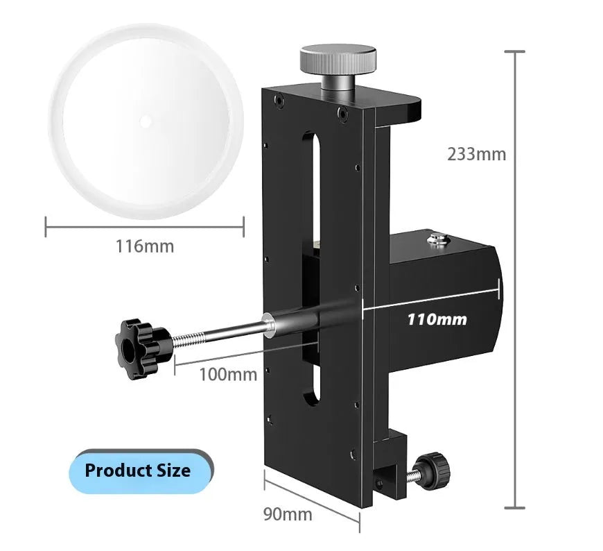 Ultrasonic cleaning machine with digital display, tank, and a single-slot bracket for holding discs or PCBs.