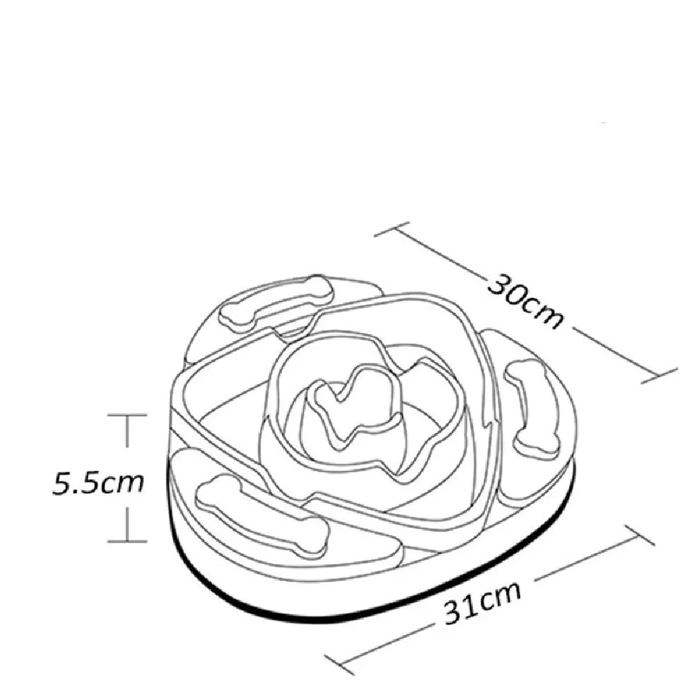 Green and orange pet slow feeder measuring 31cm with maze pattern for extended feeding