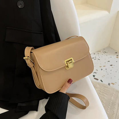 Women's soft PU one-shoulder underarm square handbag in horizontal shape with cross-body strap