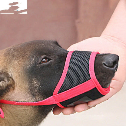 Comfortable cloth muzzle designed to prevent overeating in large Labrador dogs