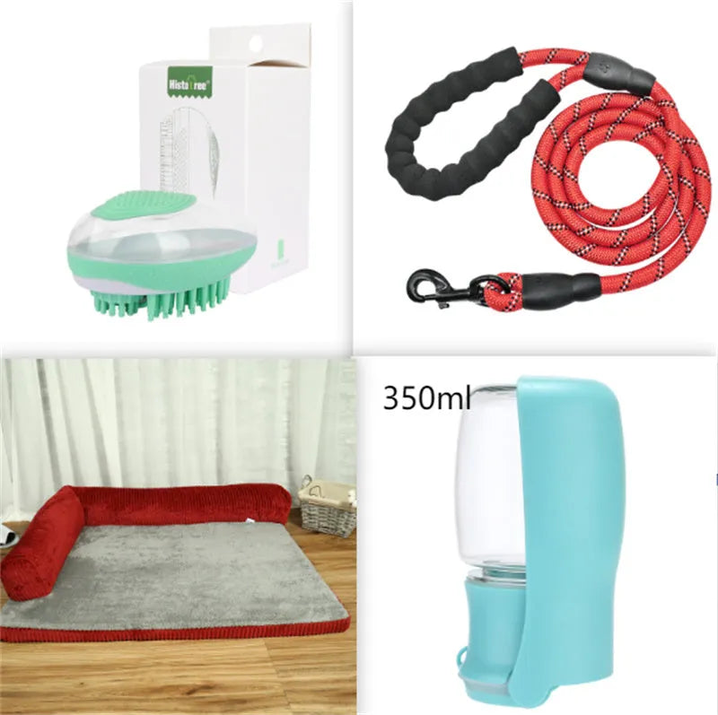 Corduroy pet sofa bed in red colour with high-density sponge padding and non-slip base