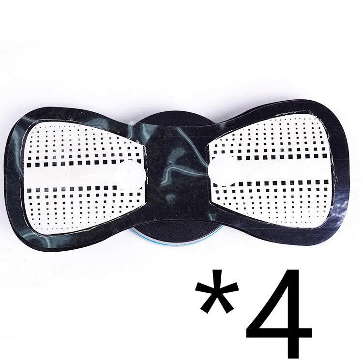 Black HQ-185 mini electric shoulder and neck massager with massage patch, showing compact 15cm size.