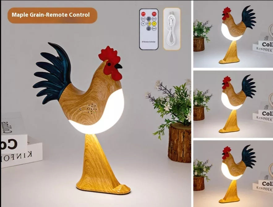 LED Rooster Night Light with touch control and sound, rechargeable, in various colors