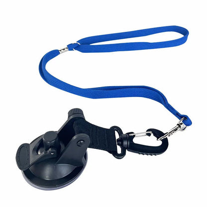 Pet bathing restraint device with suction cup handcuffs and traction rope in black or blue colour