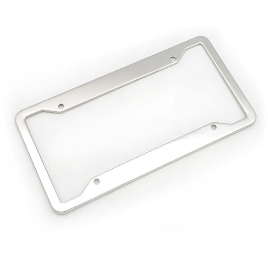 Aluminium alloy stainless steel license plate frame in black finish showing vehicle registration plate protection