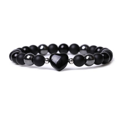 Lvdongling Tigereye hand-cut peach heart stone bracelet with cosmic moon and planet elements