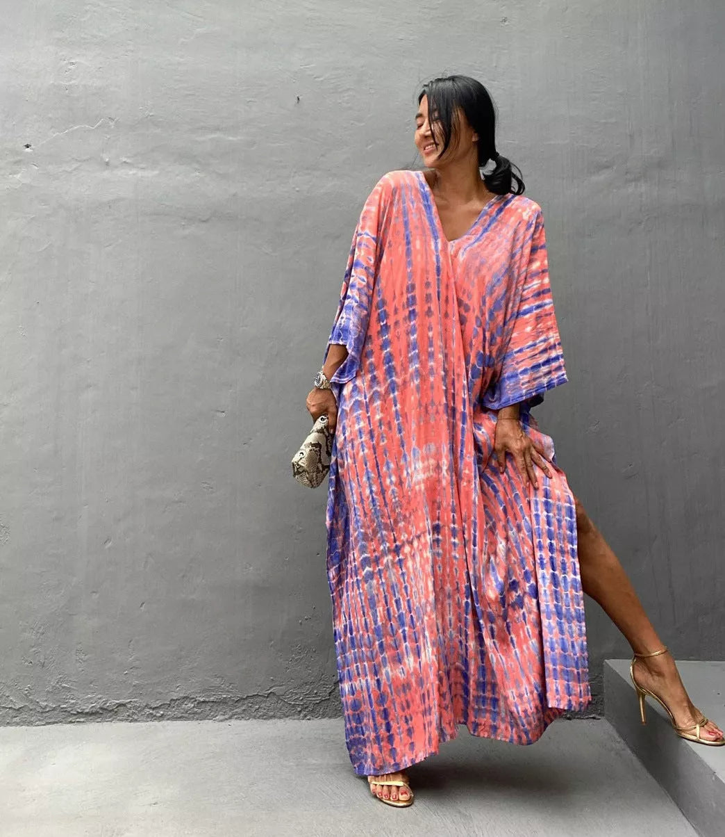 Cotton Beach Cover-up Robe Dress in various colors, perfect for beach or poolside lounging.