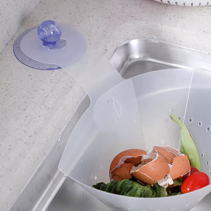 Foldable kitchen sink filter with suction cup for waste management