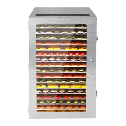 Stainless steel fruit dehydrator with 18 drying trays and top touch screen panel