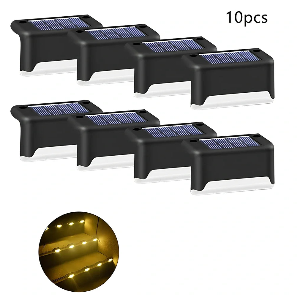 Coffee-coloured solar step light with amorphous silicon panel for outdoor staircase and garden illumination