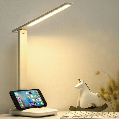 White touch dimming bedside lamp with USB charging port and plastic shade for children's rooms