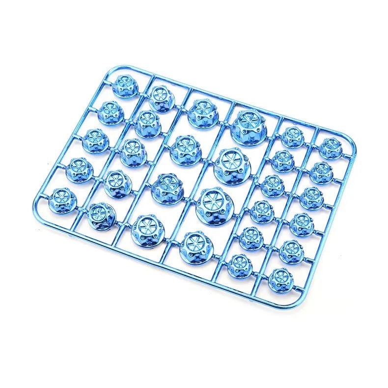 Set of 30 coloured ABS plastic screw caps for motorcycle engine bolt head customisation.