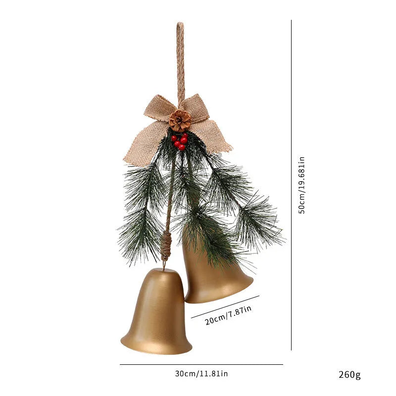 Velvet bow bell pendant in red or gold, 50 x 30 x 20cm, metal plastic fabric layout prop