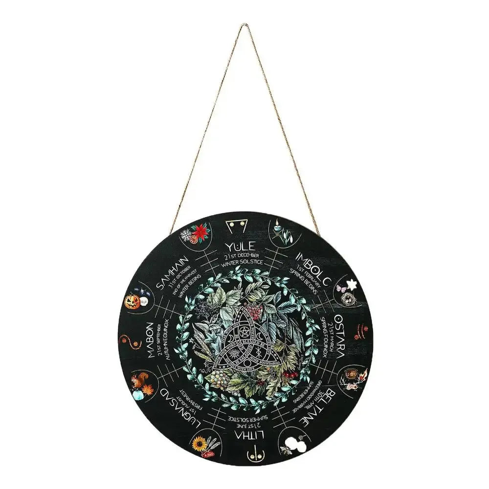 Wooden decorative pendant with disc design, 29.5 cm boxwood gift for holidays and gifting