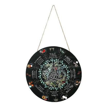 Wooden decorative pendant with disc design, 29.5 cm boxwood gift for holidays and gifting