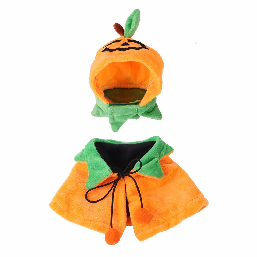 Reversible Halloween pumpkin cloak for dogs and cats in plush fabric