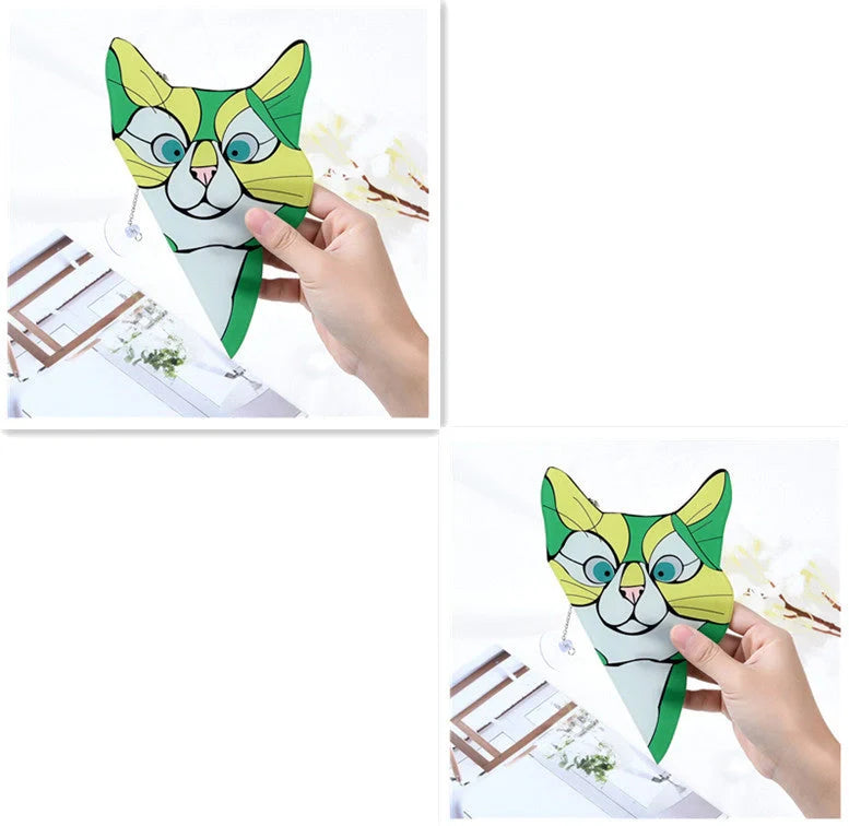 Colorful PVC cat window sticker with double-sided design for home and car decoration