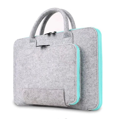 Felt laptop bag 14 inch 28x38cm handheld computer case with zip in navy blue grey sky blue