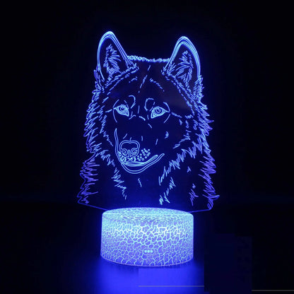 White square base LED desk lamp with colourful acrylic panel showing touch controls and remote.